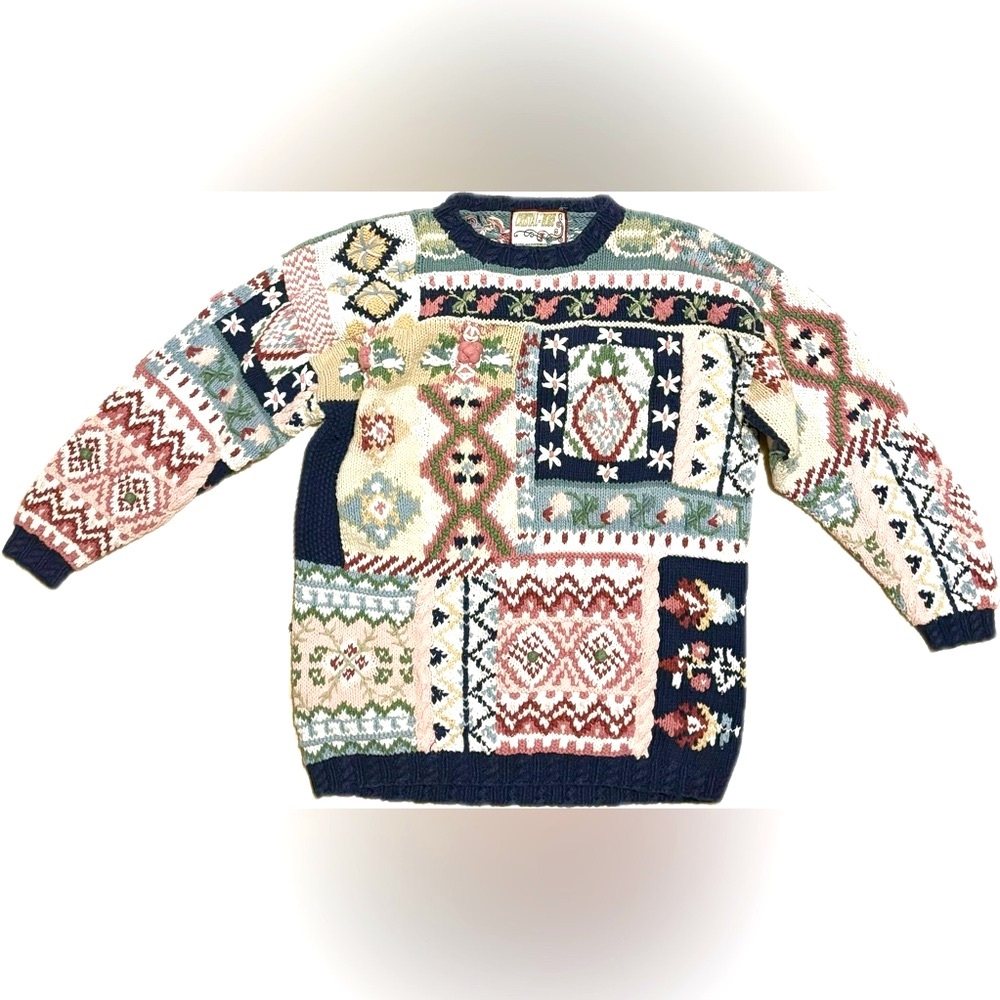 Vintage Crystal Kobe Ramie Cotton Knit Pullover Sweater